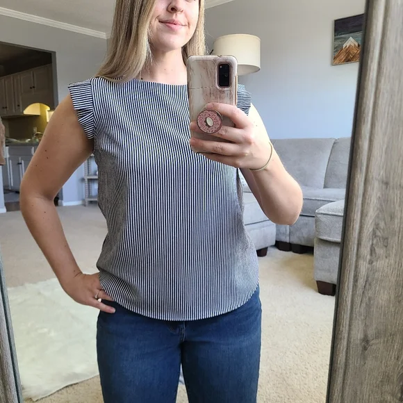 Montaeu Los Angeles Striped Blouce Blue & White - Picture 3 of 14